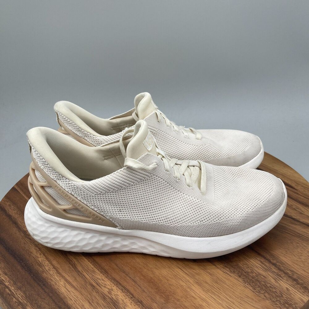 Kizik Athens Shoes Mens Size 10.5 Beige HandsFree Slip On Comfort Walking Casual